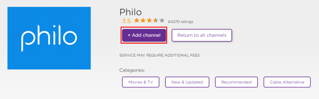 Get Philo from the Roku website