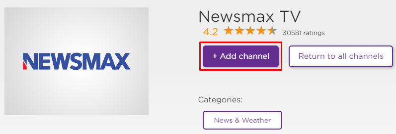Get Newsmax app from Roku Website