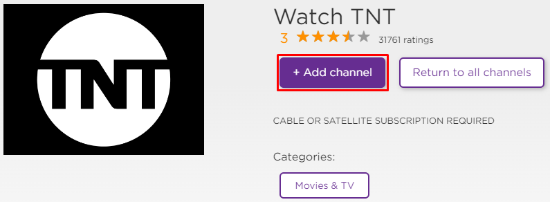 Get the Watch TNT app from Roku Website