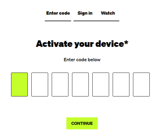 Activation page of BET Plus