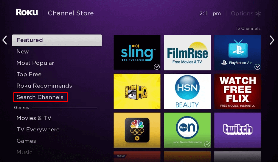 Select Search Channels to get BET Plus on Roku